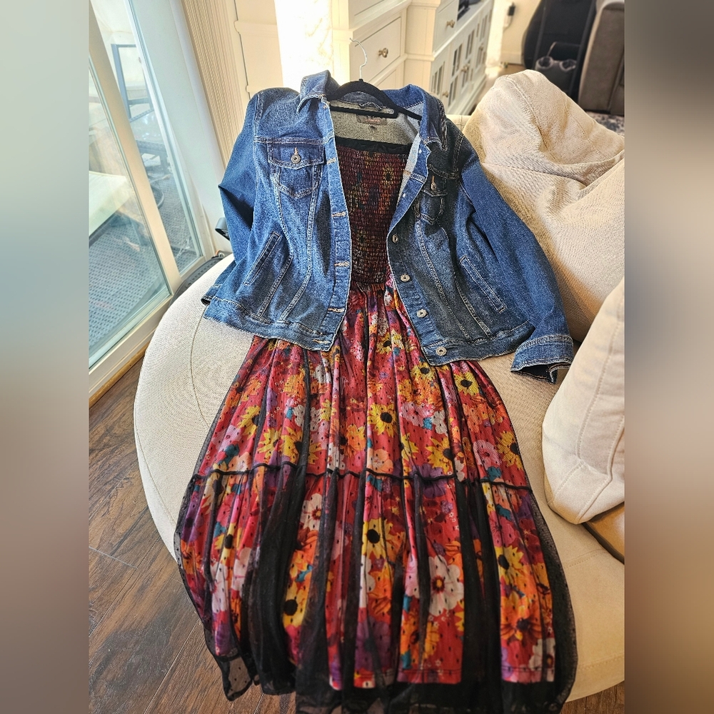 Torrid Jean Jacket and Floral Dress. Size 3, 22-24. Brand new with tags.